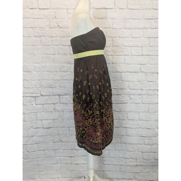 Anthropologie Y2K Brown Contrast Embroidered Trim Eyelet Sleeveless Dress Sz 4 - Picture 3 of 9